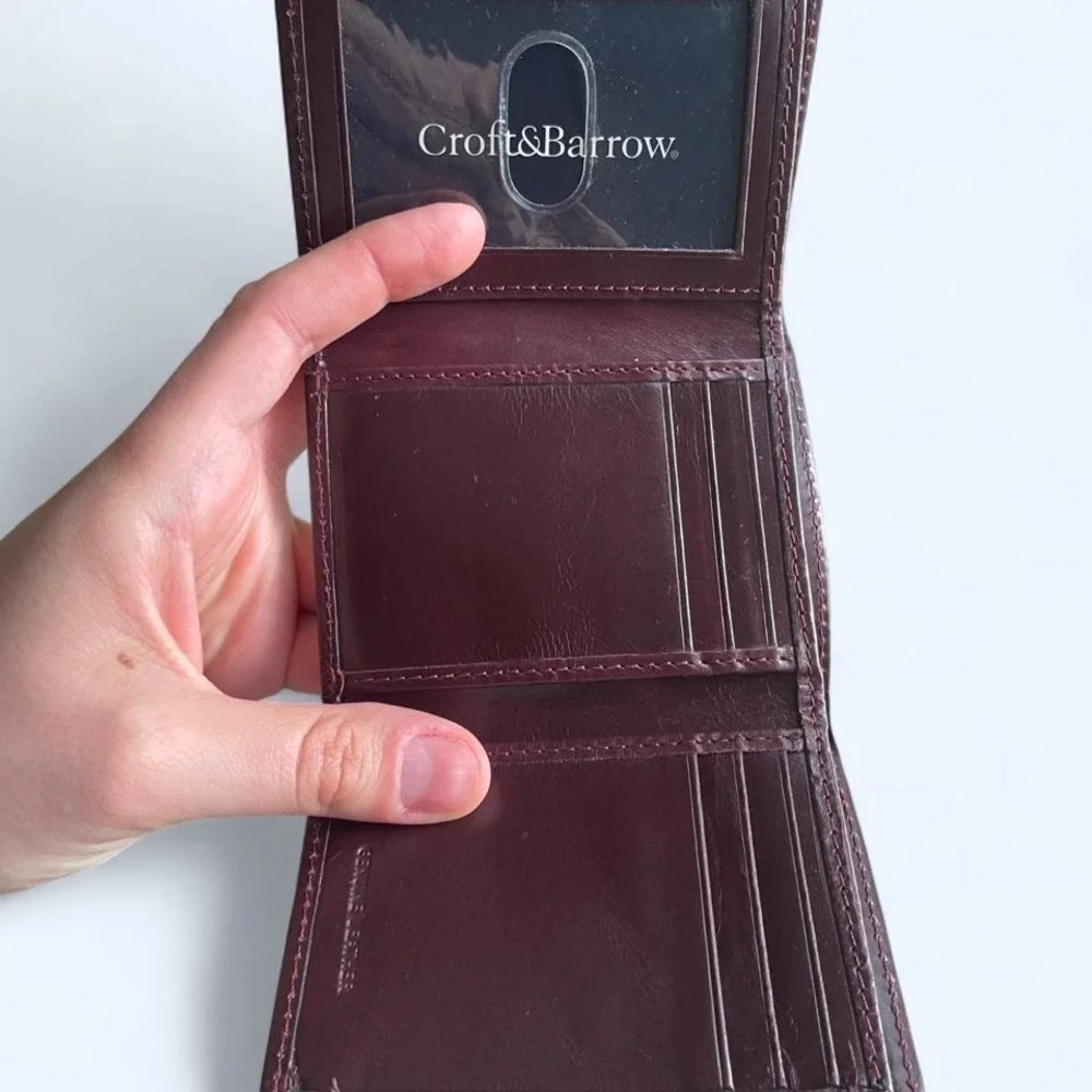 burgundy leather bifold cardholder wallet by‎ Croft & Barrow